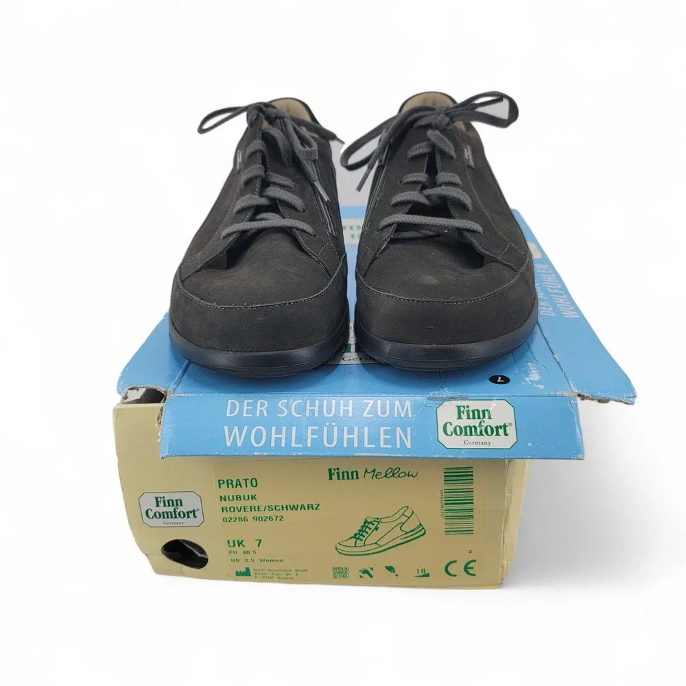 Finn Comfort Prato Nubuck Shoes Womens US 9.5 EU 40.5 Black‎ Comfort Walking Zip